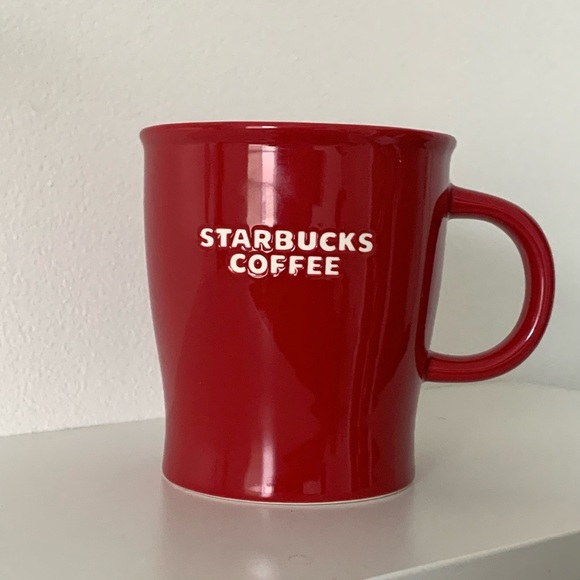 Red 2008 Starbucks 14 oz Red Mug White Embossed Lettering - Picture 1 of 4
